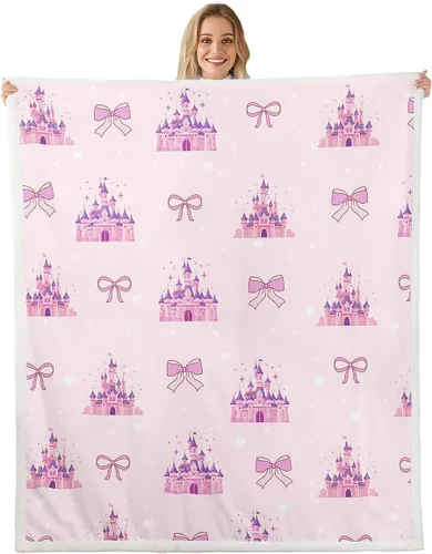 Miniatura 9 de Manta de franela de unicornio para todas las estaciones, manta romántica de carrusel de parque de atracciones, estilo princesa, diseño de cuento