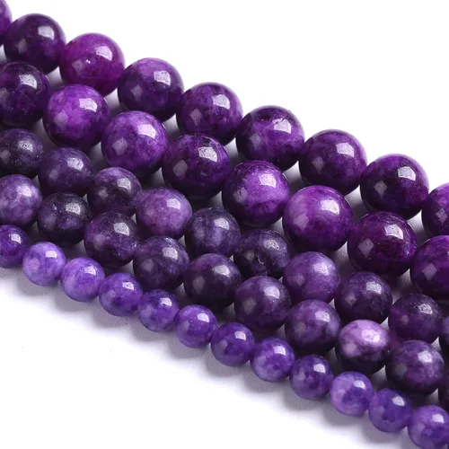 Miniatura 4 de 36 cuentas de 10 mm de jaspe púrpura natural, cuarzo de jade, cuentas de cristal para hacer joyería, pulseras DIY, 1 tira Jade Charoita