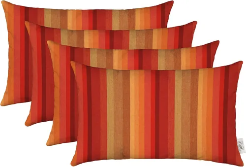 Miniatura 56 de RSH DECOR: Sunbrella - Juego de 4 almohadas lumbares, 20 x 12 pulgadas, tela de rendimiento resistente al agua y a la decoloración, fundas