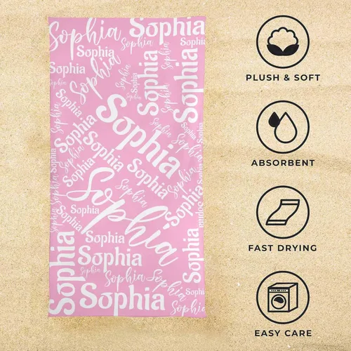 Miniatura 5 de InterestPrint Toalla de playa personalizada para mujeres y hombres, texto blanco y negro, toallas de playa personalizadas con nombres, manta