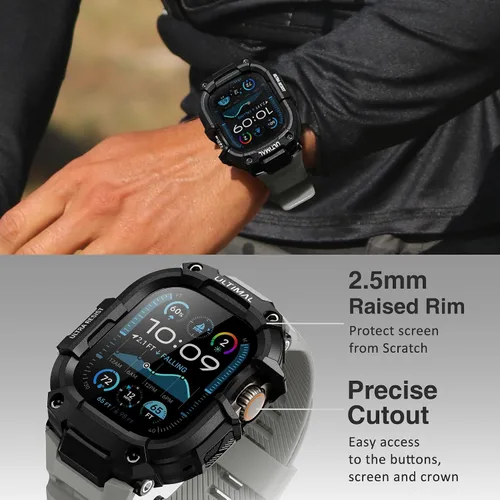 Miniatura 8 de ULTIMAL - Correa resistente con estuche para Apple Watch de 44 mm, correa protectora a prueba de golpes de grado militar para hombres, correa