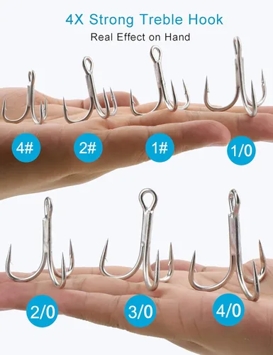 Miniatura 2 de Ganchos agudos para agua salada, 4 veces extra fuertes, de acero de alto carbono, resistentes a la corrosión, ganchos triples de pesca, ganchos