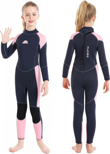 Miniatura 10 de XUKER Traje de neopreno para niños y niñas, 0.118 in, con cremallera trasera, de neopreno, térmico, de cuerpo completo, para jóvenes, adolescentes
