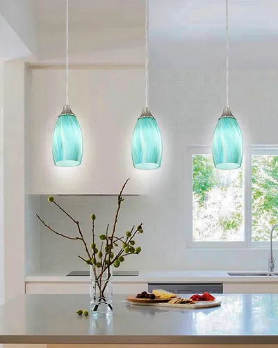 Miniatura 7 de karyfine Mini lámparas colgantes de vidrio artístico para isla de cocina, hechas a mano en color teja con vidrio dorado, iluminación colgante