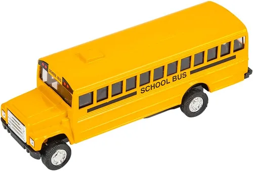 Miniatura 2 de Castle Toys, autobus escolar clásico de trompa larga, acción de marcha atrás y modelo a presión, 5 pulgadas, (12 piezas) amarillo, Amarillo
