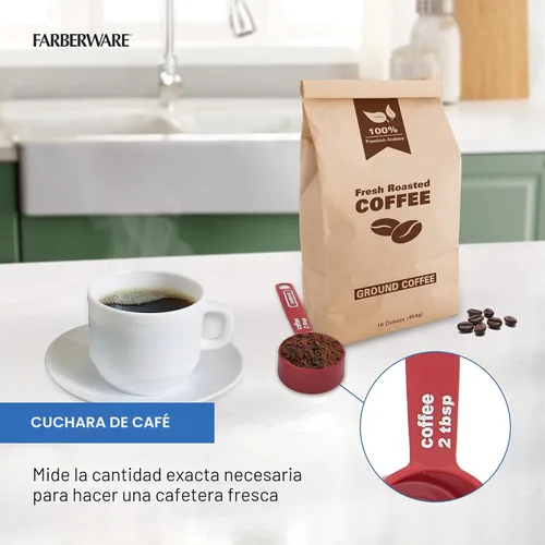 Miniatura 6 de FARBERWARE Juego de tazas medidoras de 5 piezas con cuchara de café, tazas medidoras de plástico duradero con marcas de fácil lectura, sin BPA, apto