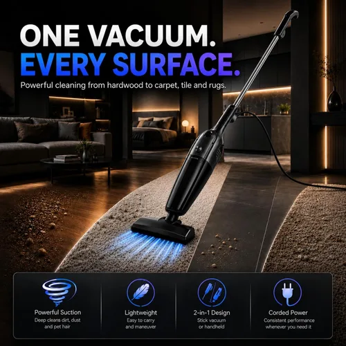 Miniatura 3 de FUNCCUBE Aspiradoras para el hogar, aspiradora de palo con cable, aspiradora de succión de alta potencia para pelo de mascotas, piso de madera dura