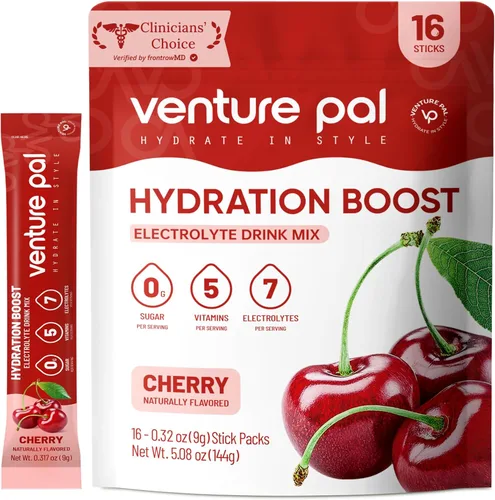 Venture Pal Paquetes de electrolitos en polvo sin azúcar, mezcla de bebida líquida diaria IV para hidratación rápida y recuperación de fiestas, 5
