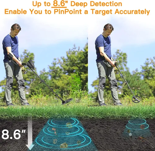 Miniatura 3 de Sailnovo Detector de metales para adultos y principiantes – Detector profesional a prueba de agua con puntero, indicaciones de audio, disco y todos