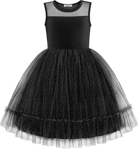 Arshiner Vestido Formal Sin Mangas para Niños Pequeños, Vestido de Tul de Brillo Elegante y Bonito, Vestido de Fiesta, Vacaciones, Vestidos para