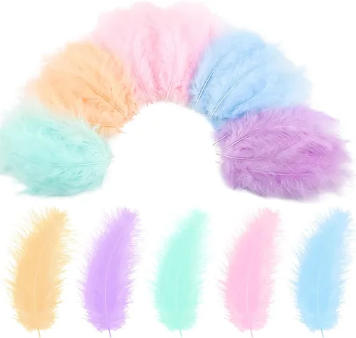 Yingzhao 300 plumas esponjosas de marabú de pavo de 4 a 6 pulgadas para manualidades, atrapasueños con flecos, decoración de boda, atado de moscas