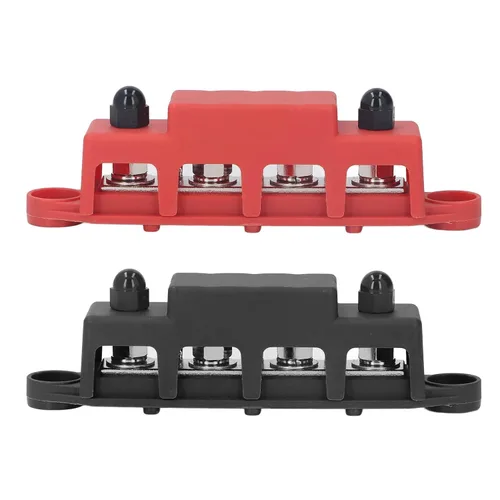 Miniatura 6 de 2 unids M8 250A Tornillo Terminal Bus Bar Distribución de Energía Bloque ABS Aleación de Zinc DC 48V 4 Terminal Automotriz