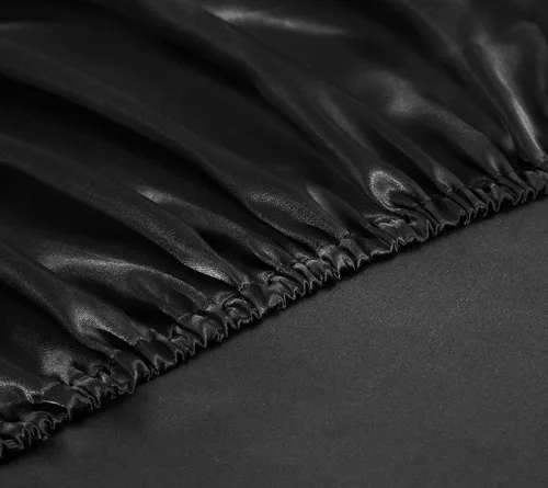 Miniatura 5 de MILVOWOC Sábana bajera ajustable de satén tamaño King - Sábana de cama de fondo suave negro, 1 pieza