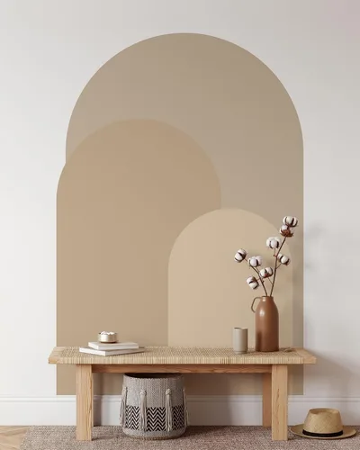 Miniatura 2 de Calcomanía de pared moderna de arco beige arena, adhesivo para pared de arco para despegar y pegar, mural bohemio autoadhesivo extraíble, calcomanía