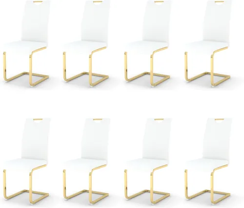 Miniatura 27 de Juego de sillas de comedor modernas (2 unidades) de piel sintética PU con respaldo alto tapizadas con patas doradas de metal para cocina y comedor