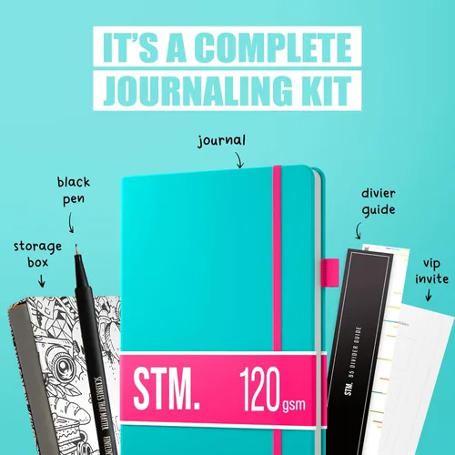 Miniatura 6 de Cuaderno de diario con puntos y cuadrícula A5 Cuadernos diarios en blanco para escritura personal, trabajo, mujeres Papel grueso de 120gsm, tapa