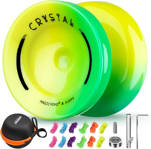 Miniatura 23 de MAGICYOYO Yo Yo de Cristal Profesional K2, Yoyo Responsivo para Niños de 8-12, Yo-yo de Plástico con Giro de Dedo para Trucos con Rodamiento No
