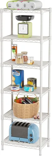 Miniatura 27 de SINGAYE Estante de almacenamiento ajustable de 6 niveles, estantería de alambre, estantes de metal, organizadores de pie para armario, baño, Negro