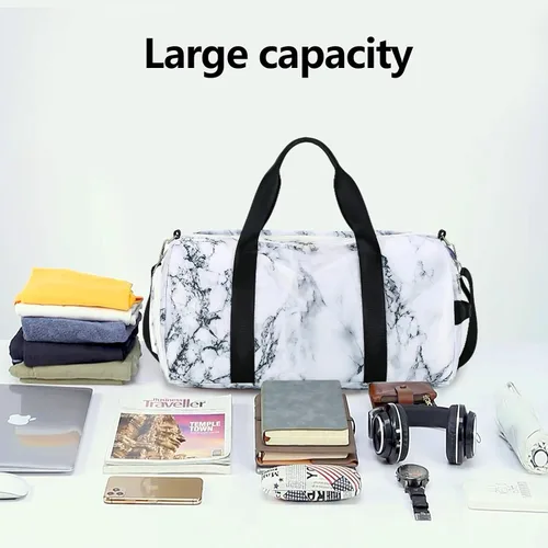 Miniatura 4 de Mochila deportiva de lona para viaje o gimnasio, para hombre y mujer, con compartimento para zapatos y bolsillo para cosas húmedas