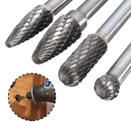 Miniatura 4 de 4 brocas de corte rotativo de carburo de tungsteno de 0.236 in (1/4 pulgadas) para carpintería de bricolaje, tallado de metal, pulido, grabado