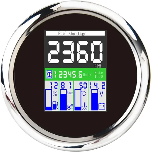 Miniatura 13 de ELING Voltímetro multifuncional 4 en 1 de 3.346 in, presión de aceite, nivel de combustible, medidor de temperatura del agua 9-32 V para automóvil