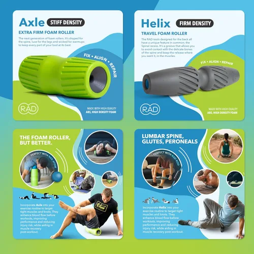 Miniatura 4 de RAD Juego completo de liberación miofascial y recuperación muscular, incluye rodillos de espuma para ejercicio, bloque de yoga multiusos, bolas