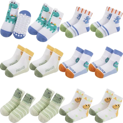 Miniatura 12 de Calcetines antideslizantes para bebés y niños pequeños, de algodón, 12 unidades, calcetines de tobillo lindos para recién nacidos, niños y niñas