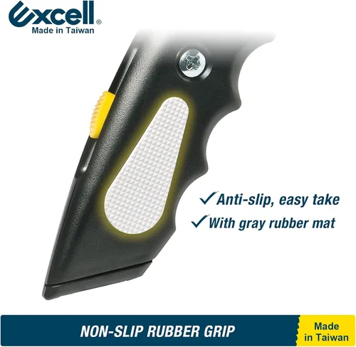 Miniatura 2 de Excell HD-9-BK Cuchillo utilitario retráctil resistente con diseño de cerradura, cortador de caja con 3 cuchillas adicionales para paquetes abiertos