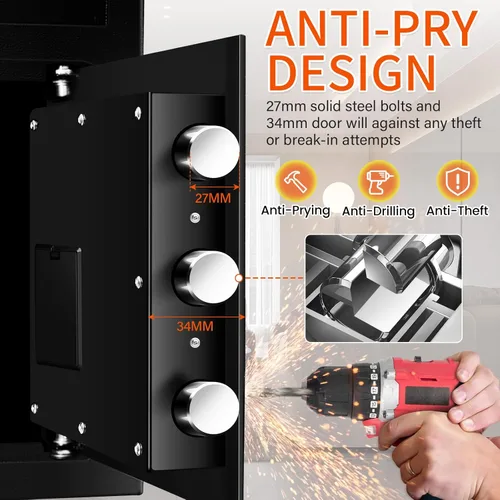 Miniatura 5 de Caja de seguridad depositaria de 2.6 pies cúbicos para negocios con ranura de colocación rápida, cajas de seguridad para efectivo con pantalla LCD