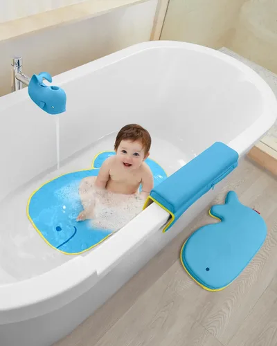 Miniatura 8 de Skip Hop Cubierta para boquilla de baño para bebé, ajuste universal, color azul MOBY Moby Azul