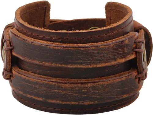 Miniatura 2 de Hamoery Men Leather Bracelet Punk Braided Rope Alloy Bracelet Bangle Wristband