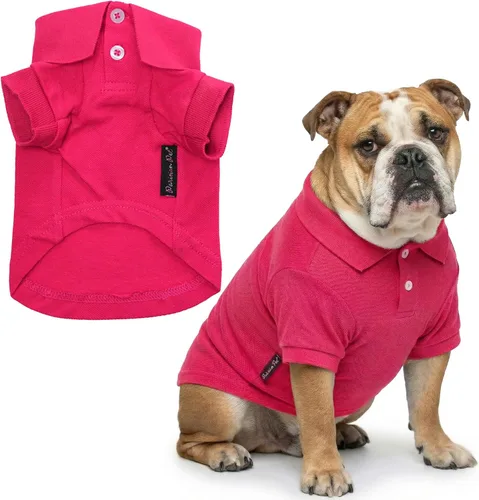 Miniatura 39 de Parisian Pet Polo para perro – Camisa de algodón transpirable en amarillo sólido – Ropa de verano tipo pullover con cuello abotonado para perros