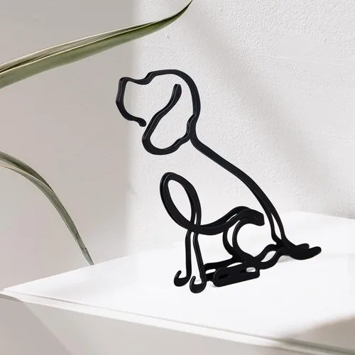 Miniatura 4 de Escultura de pared de arte minimalista para perro, alambre de metal abstracto, línea geométrica, dibujo, estatua de arte (Beagle)
