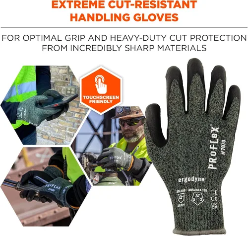 Miniatura 2 de Ergodyne Guantes unisex para adultos, A7, resistentes, palmas, guantes de trabajo resistentes a cortes, ANSI A7, resistentes al calor, palmas
