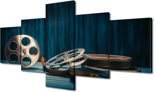 Miniatura 64 de Lienzo decorativo para pared, imágenes de cine, decoración de pared para sala de estar, 5 piezas, concepto de cine, escena, obra de arte, decoración