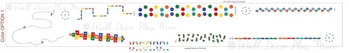 Wall Decor Plus More Pegatinas de vinilo para caminos sensoriales, arte escolar para pasillo, movimiento, laberinto, 9 actividades, colores primarios