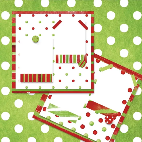 Miniatura 6 de Whaline 24 piezas de papel con patrón de acuarela de Navidad rojo y verde, papel especial a rayas de lunares de doble cara para manualidades
