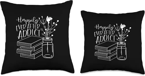 Miniatura 3 de Banned Books & Book Lover Gifts EC Happily Ever After Addict Reading Book Lovers Throw Pillow, 16x16, Multicolor
