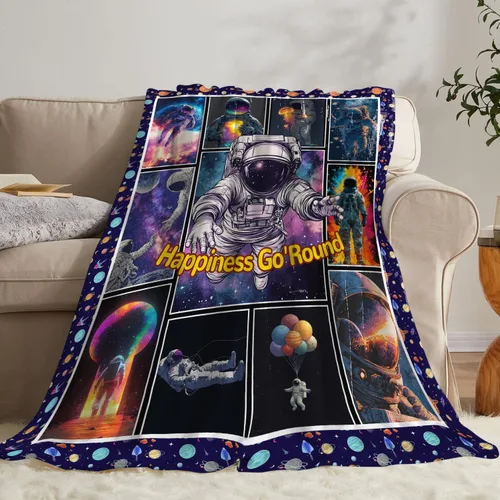 Miniatura 4 de Manta de astronauta de franela de galaxia espacial, manta de felpa acogedora decoración del universo cósmico, manta de forro polar, regalos