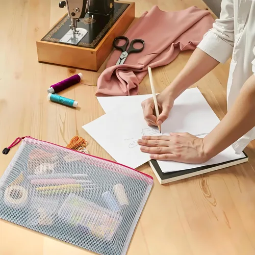 Miniatura 9 de JARLINK Paquete de 36 unidades tamaño carta A4 10 colores con cremallera de malla para documentos, bolsas de malla para juegos de mesa