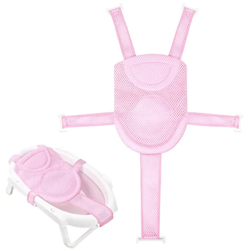 Miniatura 29 de Colorlife Asiento de Baño para Bebé con Malla de Apoyo, Asiento de Baño para Bebé, Ajustable, Cómodo, Antideslizante, Malla de Ducha de Cinco Puntos
