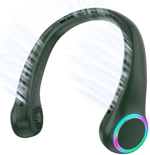 Miniatura 10 de Ventilador de cuello, ventilador portátil con vida útil de 5 a 17 horas, ventilador de cuello de 4000 mAh con 3 velocidades ajustables y 64 luces