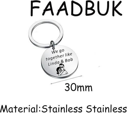 Miniatura 2 de FAADBUK Juego de llaves de pareja inspirado en Burgers Youre the Linda to my Bob regalo del día de San Valentín Metal Acero inoxidable