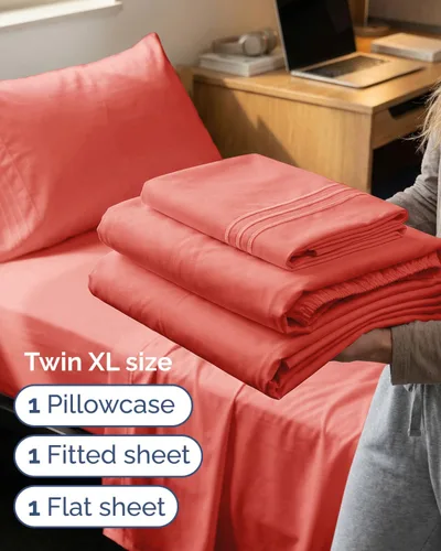 Miniatura 3 de Juego de sábanas de 3 piezas tamaño Twin XL - Sábanas cómodas, transpirables y refrescantes - Ropa de cama de lujo hotelero para mujeres, hombres