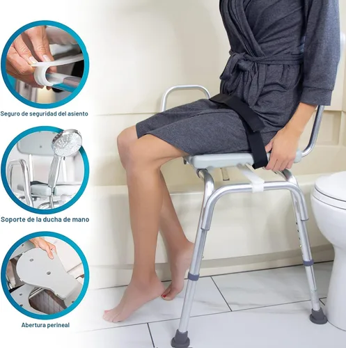 Miniatura 2 de DMI Banco de transferencia de bañera y silla de ducha con cuerpo de aluminio antideslizante, elegible para FSA, altura del asiento ajustable