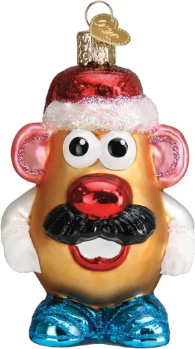 Old World Christmas Mr. Potato Head - Adorno soplado de cristal para árbol de Navidad, decoración navideña hecha a mano, juguete para niños,