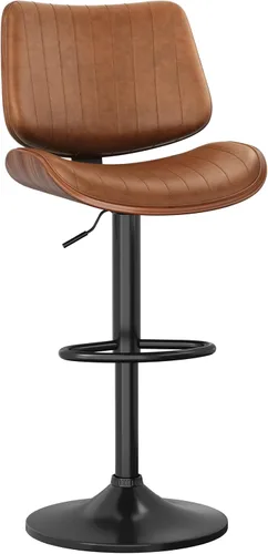 Miniatura 34 de YaFiti Adjustable Bar Stools, Modern Swivel PU Leather Counter Height Chairs with Backrest, Armless Kitchen Island Stools, Black 1 PCS
