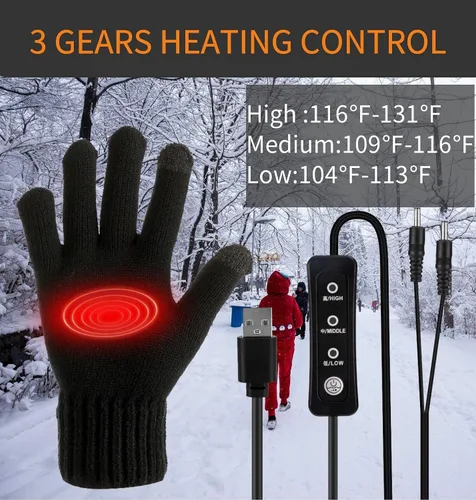 Miniatura 3 de Guantes eléctricos con calefacción USB de 5 V para hombres y mujeres, mantienen tus manos calientes con calentadores de manos de invierno, guantes