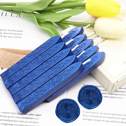 Miniatura 2 de 12 varillas de cera de sellado azul marino con mechas, cera de sellado antigua para sello de cera, invitaciones de boda, envoltura de regalos