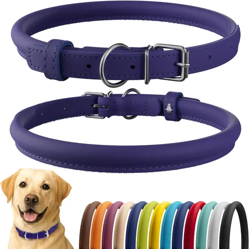 Miniatura 78 de CollarDirect Collar de perro con tachuelas, collares de cuero para mascotas para perros pequeños, medianos y grandes, acolchado suave, marrón, negro
